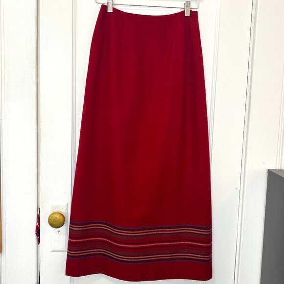 Eddie Bauer Women's Maroon (Garnet) Wool Blend Full Wrap Maxi Skirt, Size 6 - Picture 2 of 12